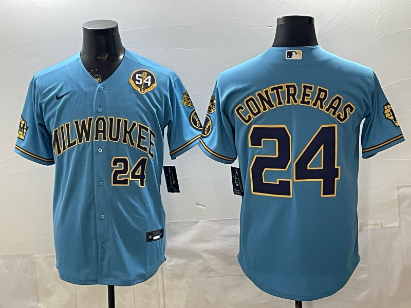 Men 2026 Milwaukee Brewers #24 Contreras blue Game Nike MLB Jersey 0403003->milwaukee brewers->MLB Jersey